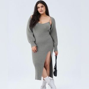 Knitted Cami Split Midi Dress & Crop Top